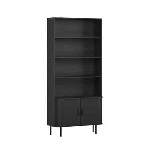 Ronin Black Bookcase - Sliding Tambour Doors - Karrari