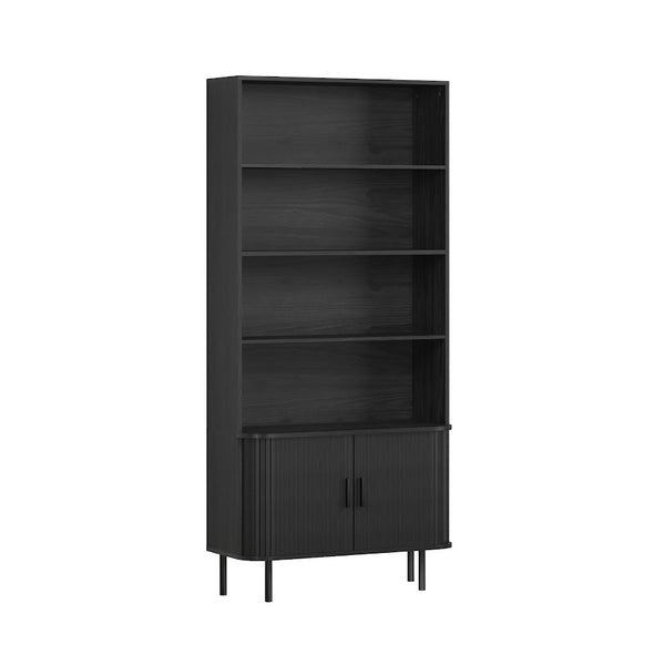 Ronin Black Bookcase - Sliding Tambour Doors - Karrari