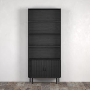 Ronin Black Bookcase - Sliding Tambour Doors - Karrari