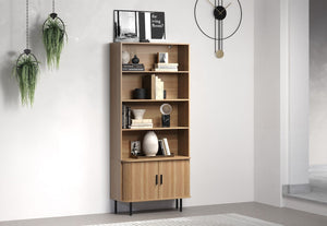 Ronin Oak Bookcase - Sliding Tambour Doors - Karrari