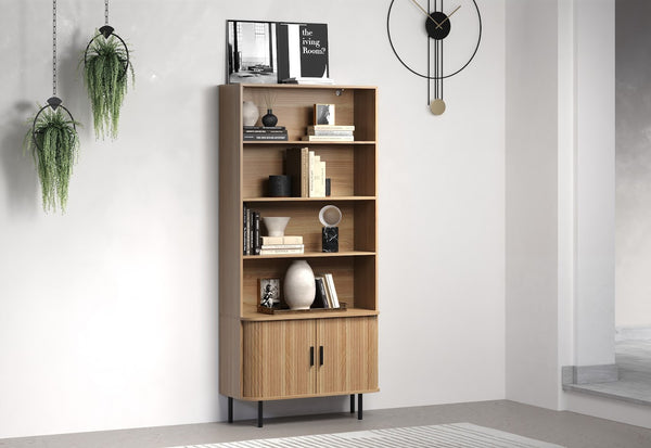 Ronin Oak Bookcase - Sliding Tambour Doors - Karrari