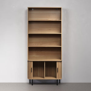 Ronin Oak Bookcase - Sliding Tambour Doors - Karrari