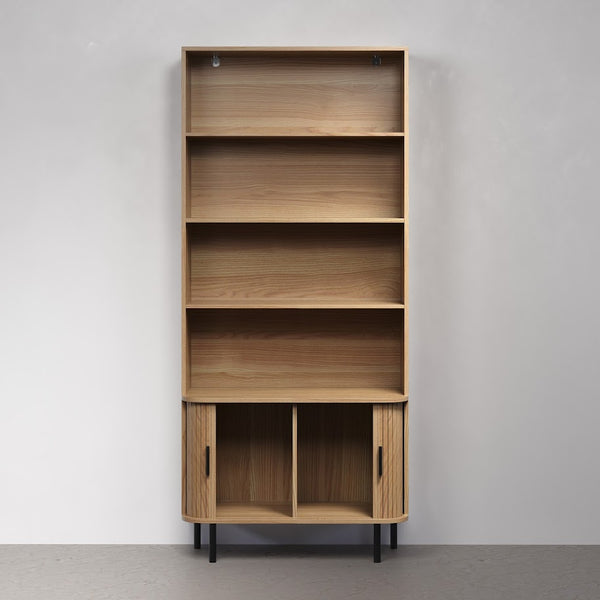 Ronin Oak Bookcase - Sliding Tambour Doors - Karrari