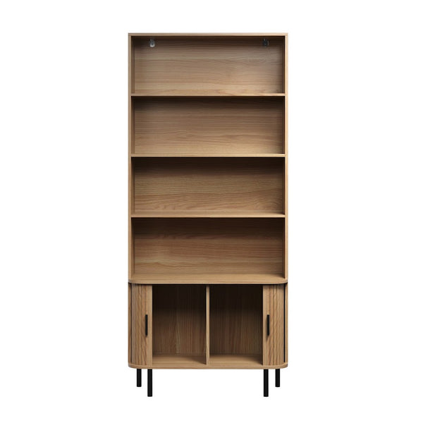 Ronin Oak Bookcase - Sliding Tambour Doors - Karrari