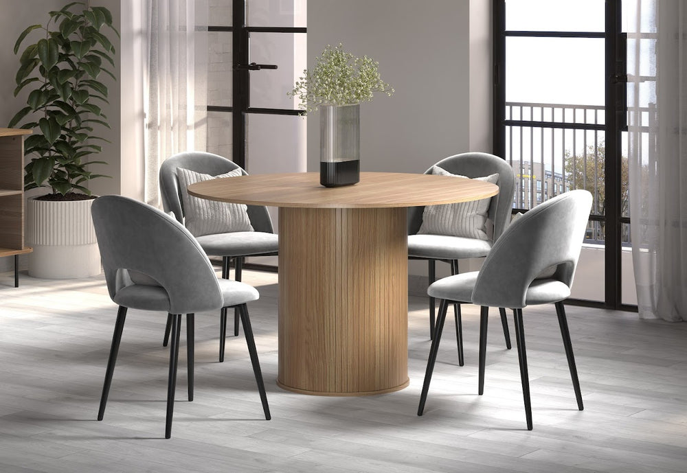 Ronin Round Oak-Look Dining Table - Karrari