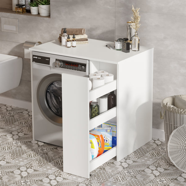 Over Washing Machine Storage Unit 3-Tier Pull-Out Trolley