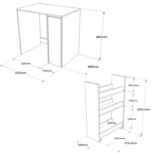 Over Washing Machine Storage Unit 3-Tier Pull-Out Trolley