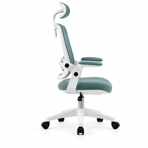Blue Mesh Office Chair with Headrest & Adjustable Armrests
