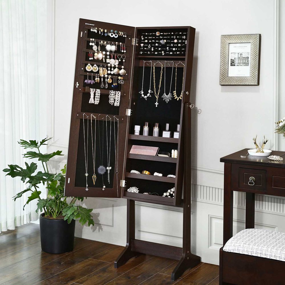Wooden Look Freestanding Jewellery Cabinet