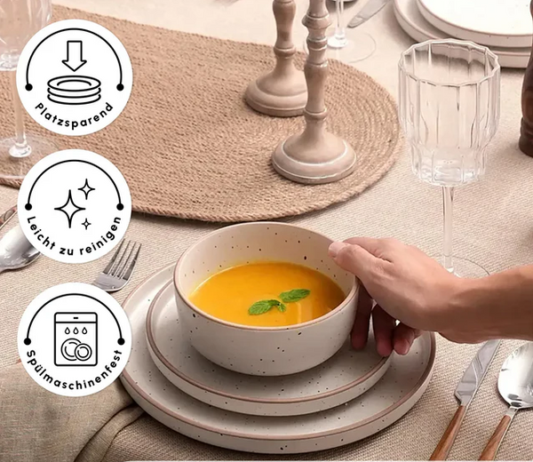 Karaca Chicago Dot 18-Piece Ceramic Dinner Set - Karrari