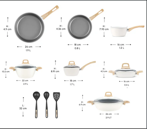 Karaca Swiss Crystal Coating Cookware Induction Set – 15 Piece - Karrari