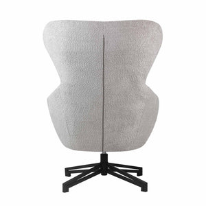 Light Grey Bouclé Lounge Armchair with Black Metal Base - Karrari