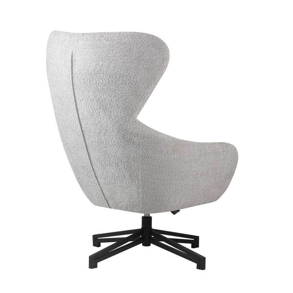 Light Grey Bouclé Lounge Armchair with Black Metal Base - Karrari