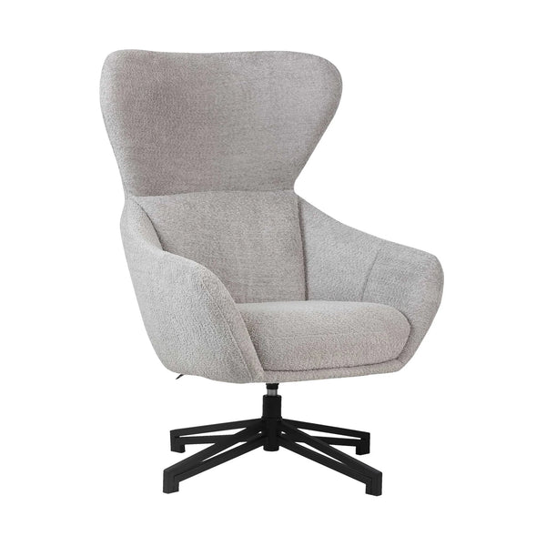 Light Grey Bouclé Lounge Armchair with Black Metal Base - Karrari