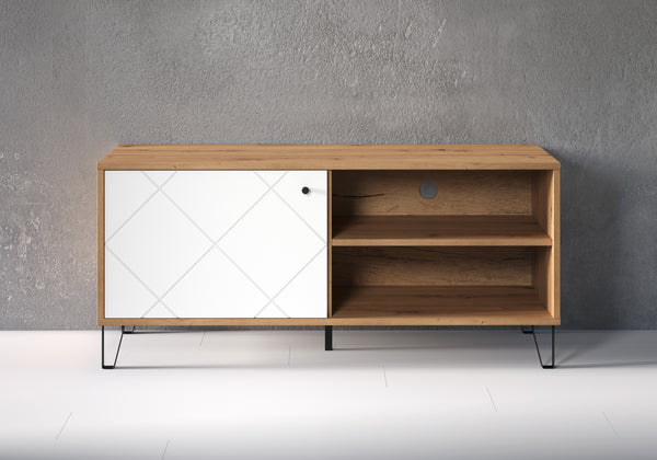 Touch TV Cabinet – Artisan Oak & Matt White