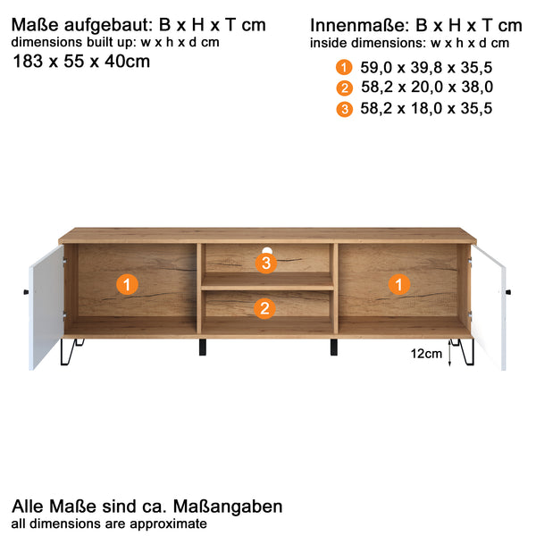 Touch TV Cabinet – Artisan Oak & Matt White