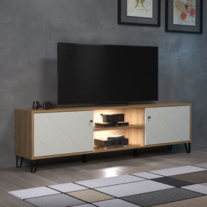 Touch TV Cabinet – Artisan Oak & Matt White