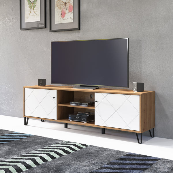 Touch TV Cabinet – Artisan Oak & Matt White