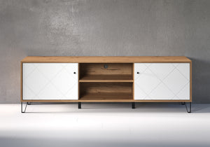 Touch TV Cabinet – Artisan Oak & Matt White