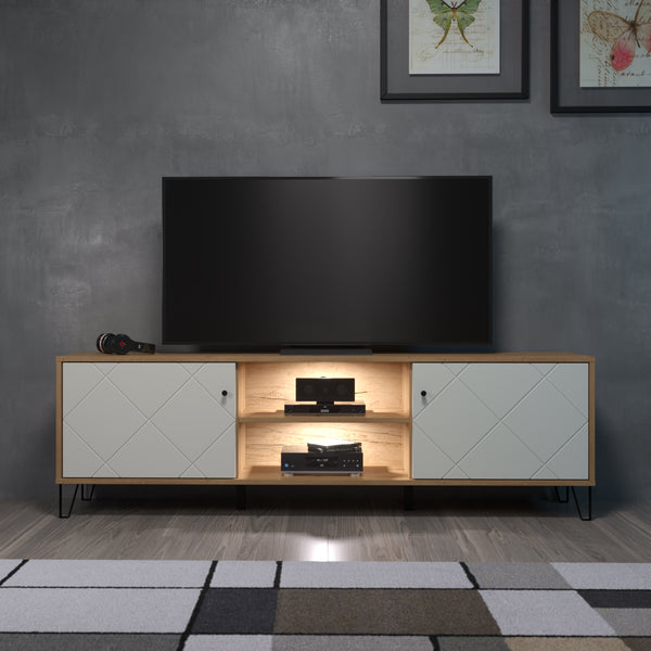 Touch TV Cabinet – Artisan Oak & Matt White