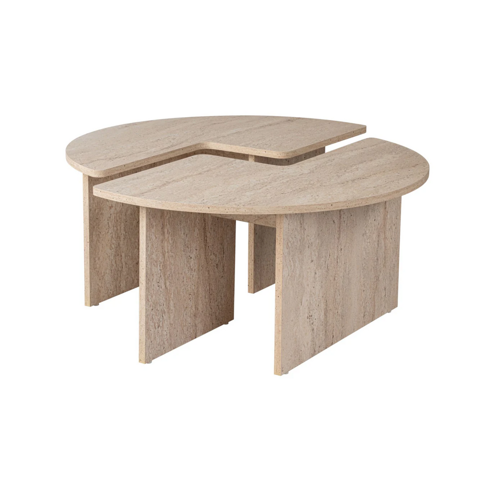 S-Curve Coffee Tables – Travertine Stone - Karrari