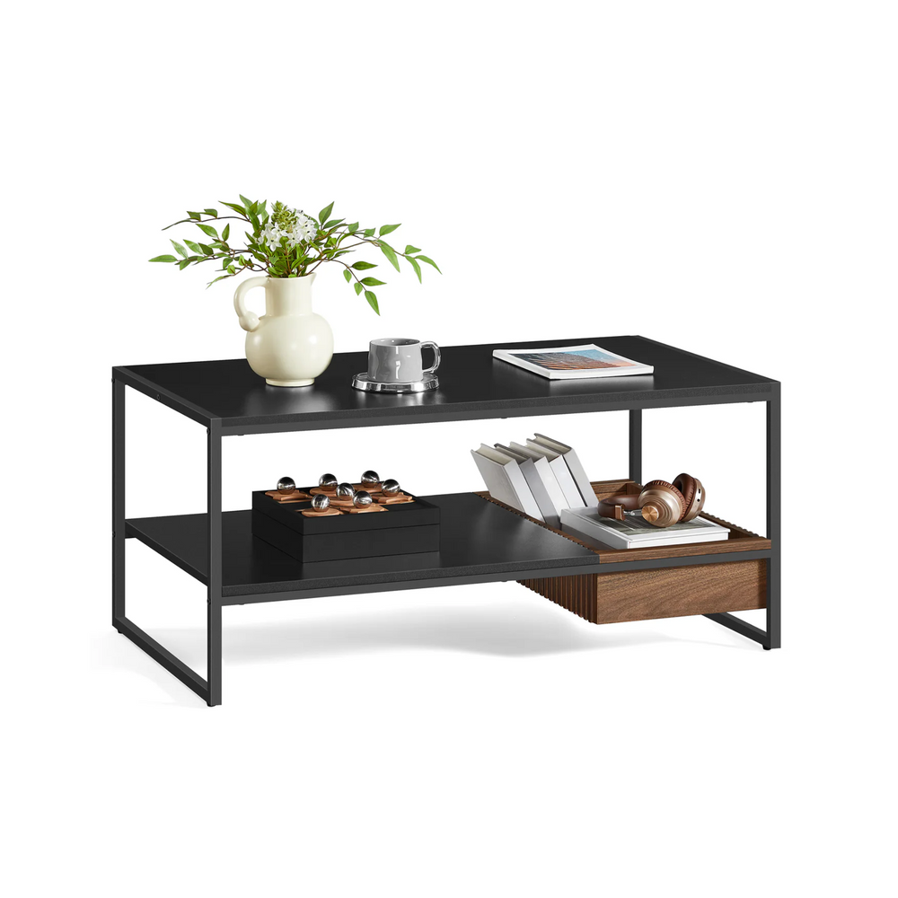 Walnut & Black Coffee Table - Karrari
