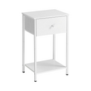 White Side Table with Fabric Drawer - Karrari