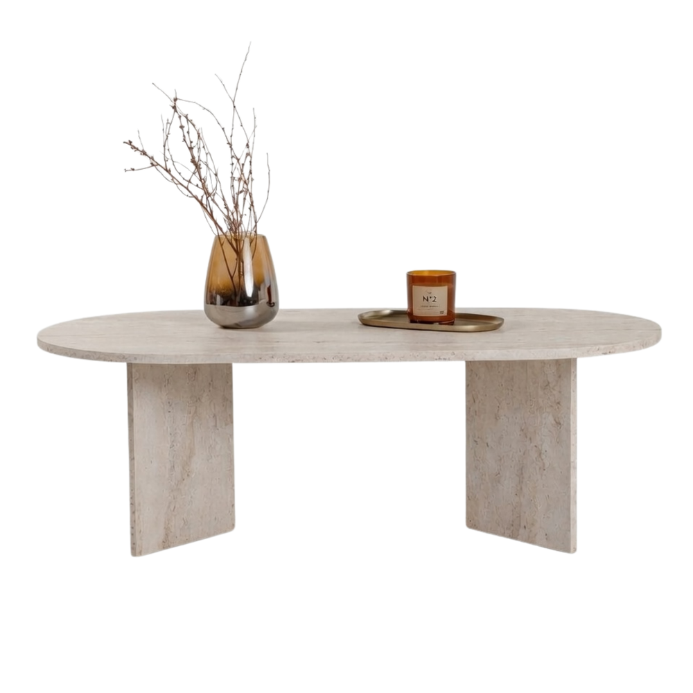 Coffee table Sable Oval Travertine look 120cm - Karrari