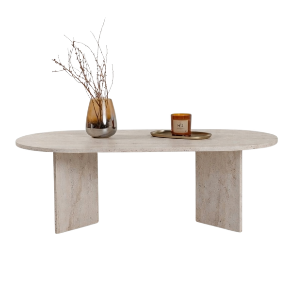 Coffee table Sable Oval Travertine look 120cm - Karrari