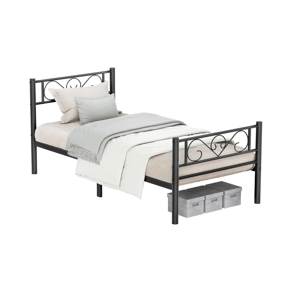 Metal Single Bed Frame - Black - Karrari