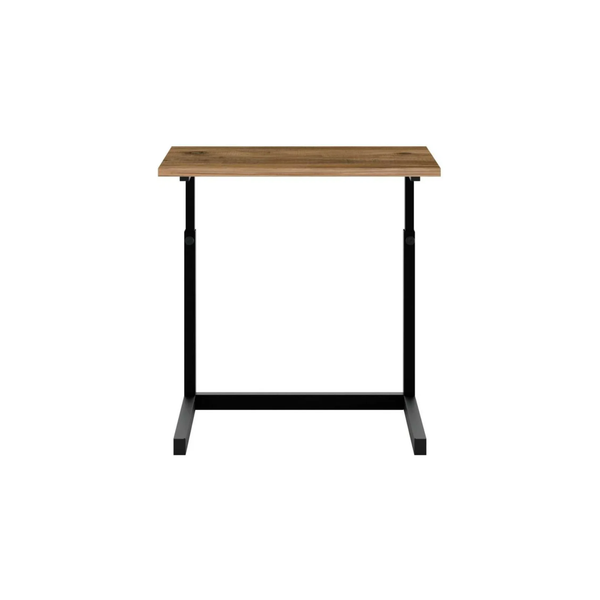 Adjustable C-Shaped Side Table | Rustic Wood & Black Metal - Karrari