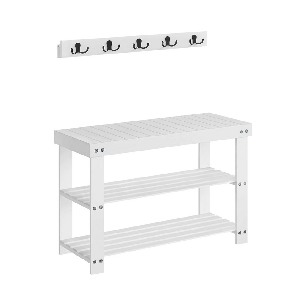 Coat Rack & Shoe Bench Set – 5 Hooks, 3-Tier - Karrari