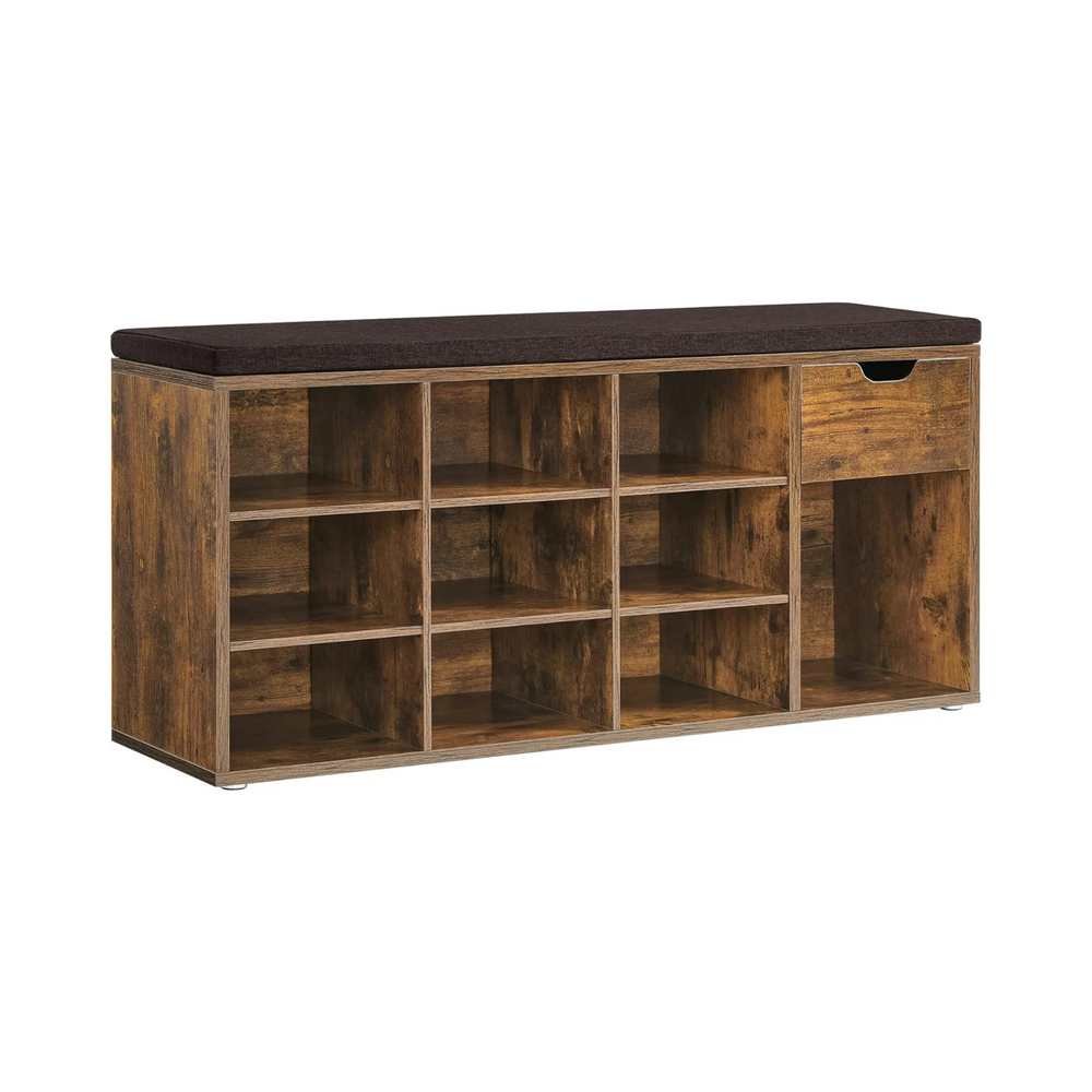 Shoe Storage Bench with Drawer & Padded Seat - Karrari
