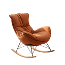 Orange Leather Rocking Armchair with Industrial Iron Frame - Karrari