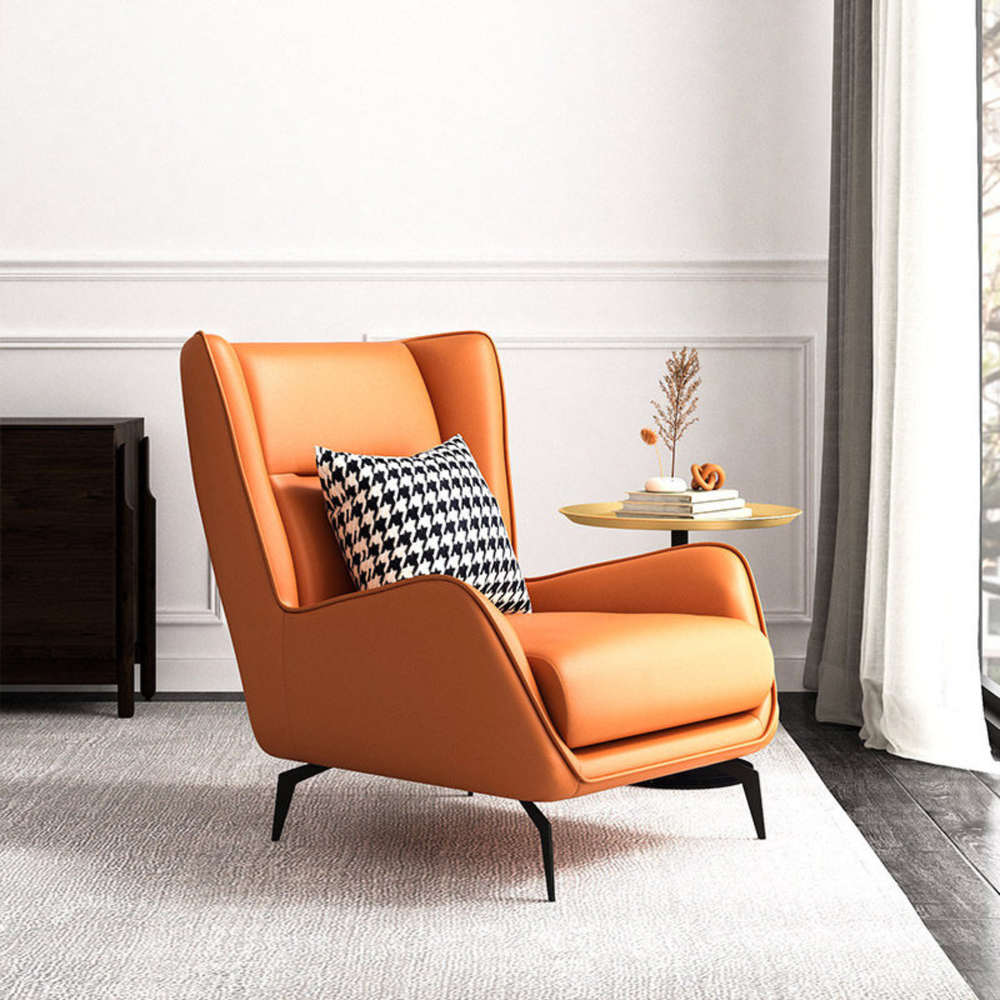 The Forge & Hide Wingback Lounge Chair - Orange - Karrari