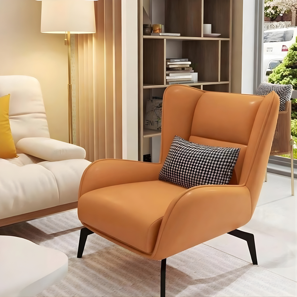 The Forge & Hide Wingback Lounge Chair - Orange - Karrari