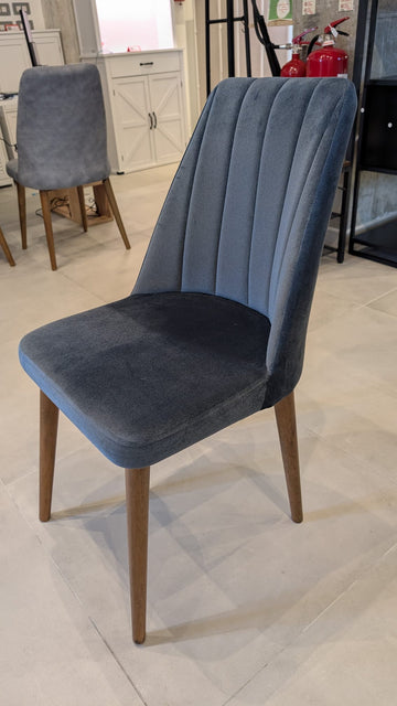 Sude - Blue/Grey, Velvet & Solid Wood