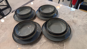 Wellhome Grey Porcelain Dinnerware Set - 12 Piece - Karrari