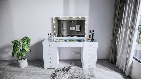 Vanity Table - LED Mirror, Bluetooth Speakers & Storage Drawers - Karrari