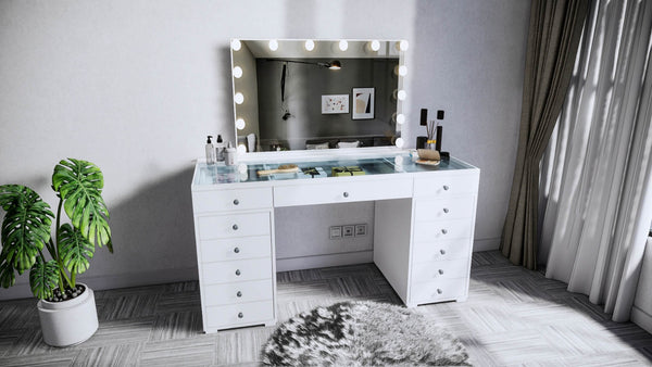 Vanity Table - LED Mirror, Bluetooth Speakers & Storage Drawers - Karrari