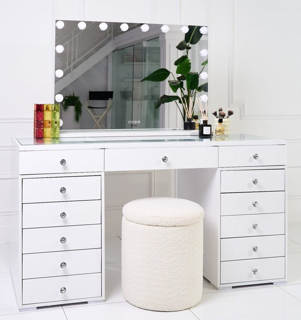 Vanity Table - LED Mirror, Bluetooth Speakers & Storage Drawers - Karrari