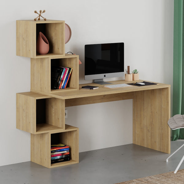 Stylish Desk with Bookshelf Storage - Karrari
