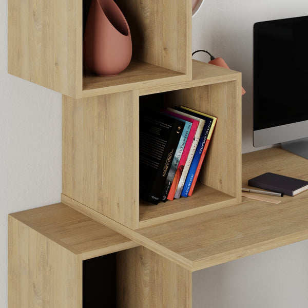 Stylish Desk with Bookshelf Storage - Karrari