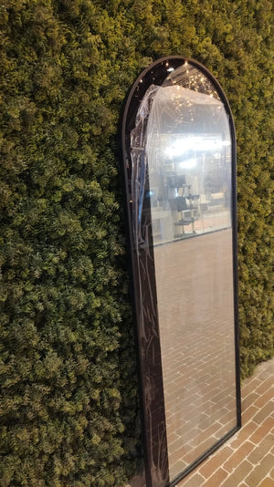 Tall Arched Full-Length Black Metal Wall Mirror - Karrari