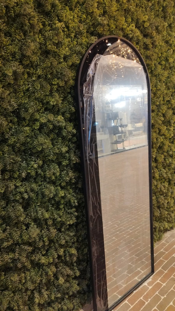 Tall Arched Full-Length Black Metal Wall Mirror - Karrari