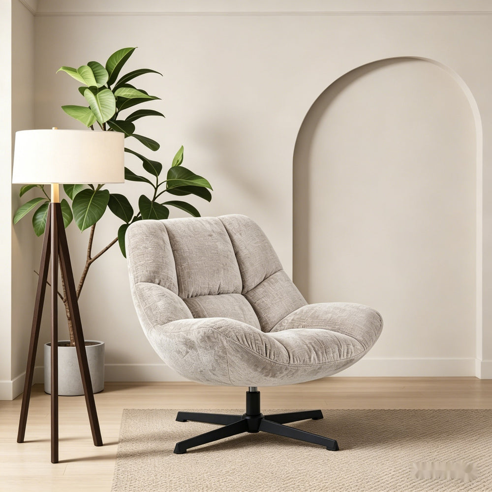Camel Upholstered Accent Lounge Chair with Black Metal Base - Karrari