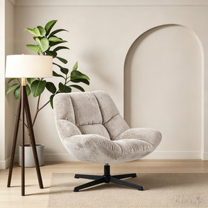 Camel Upholstered Accent Lounge Chair with Black Metal Base - Karrari