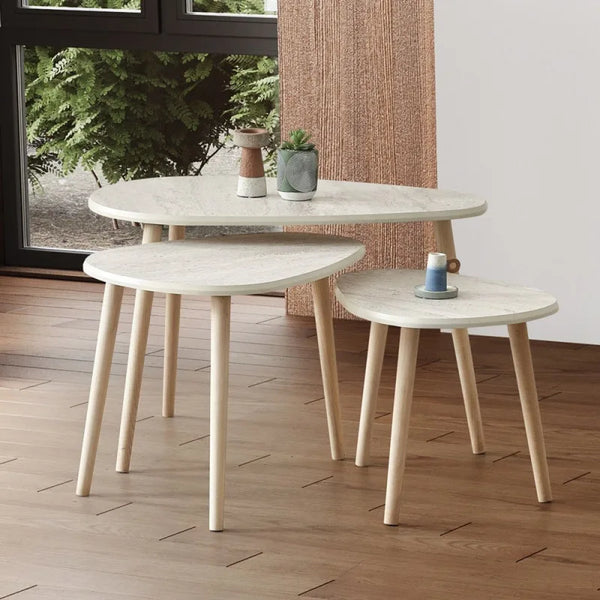 Modern Travertine Nesting Tables Set – 3 Pieces - Karrari