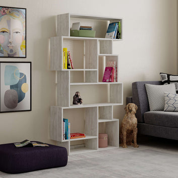 Stylish and functional bookcase, 10 open compartments, freestanding, White, 96 x 26 x 79 cm