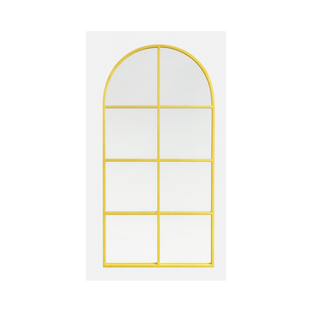 Arched Gold Metal Windowpane Mirror - Karrari